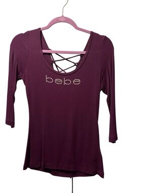 Bebe Rhinestone Logo Top